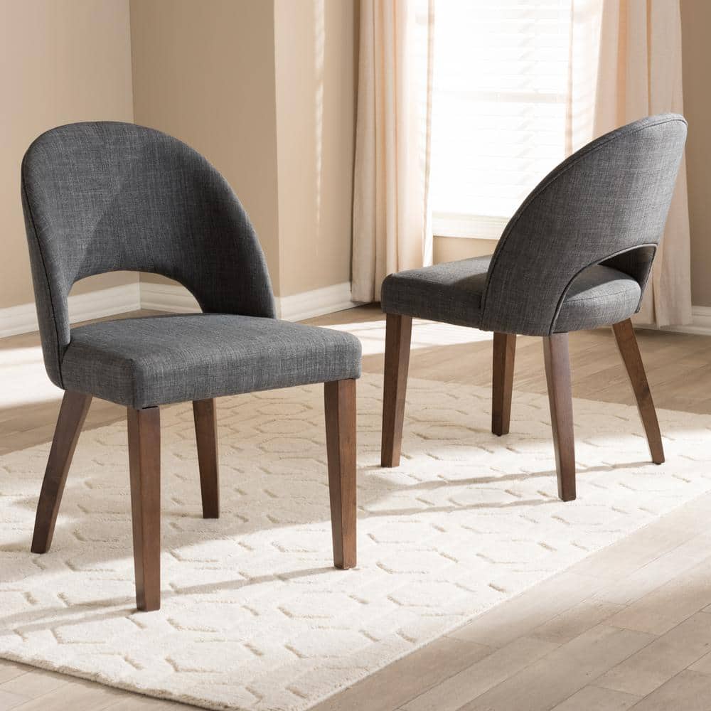 Parsons High-Back Side Chair in Dark Grey with Wood & Cane