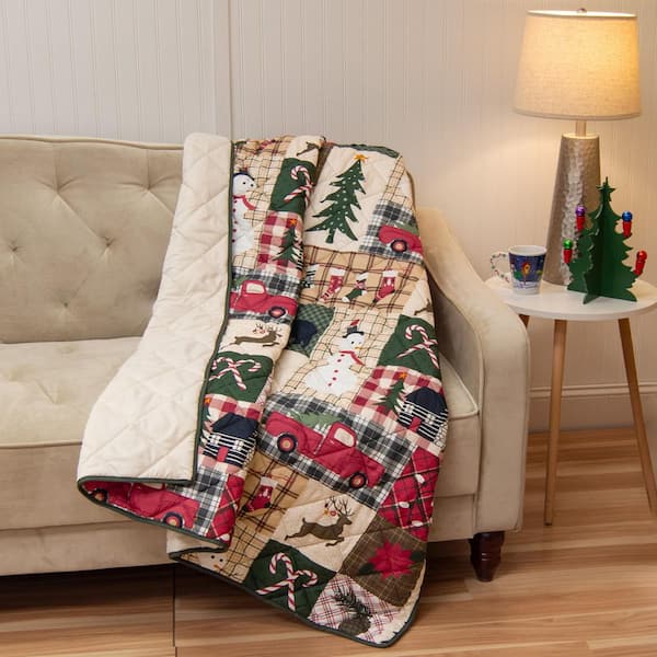 DONNA SHARP Holiday Dream Red and Green Polyester Throw Blanket