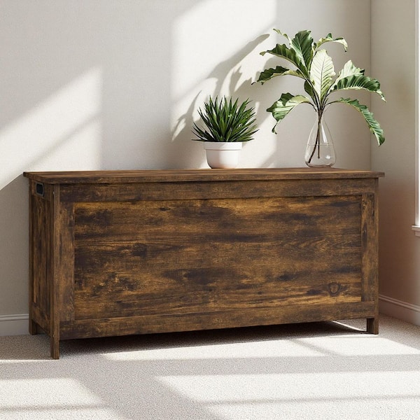 39.4 in. W x 15.7 in. D x 18.9 in. H Outdoor Storage Cabinet, Wooden Box with Safety Hinges, Rustic Brown