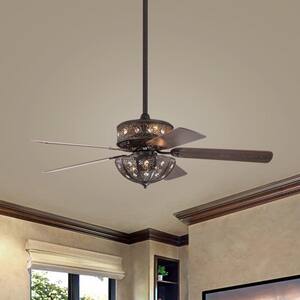 Milly 52 in. 6-Light Indoor Bronze Remote Controlled Ceiling Fan with Light Kit