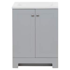 24 in. W x 19 in. D x 33 in. H Single Sink Freestanding Bath Vanity in Pearl Gray with White Cultured Marble Top
