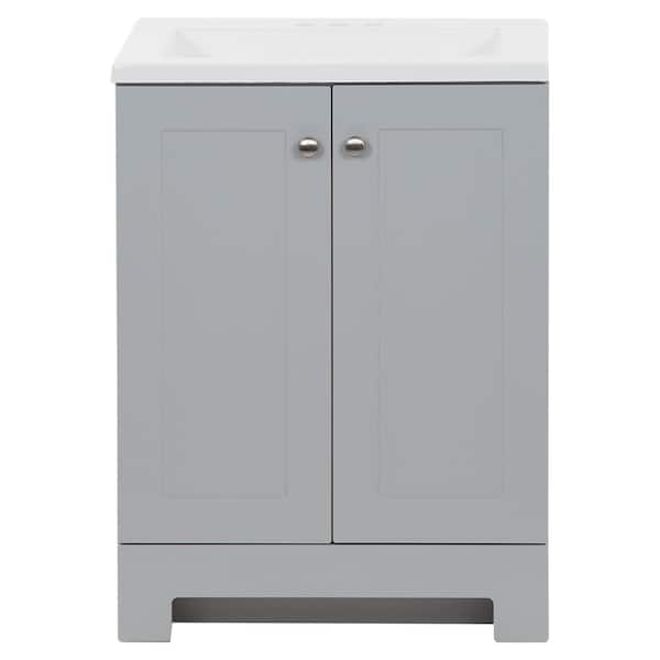 Photo 1 of 24.25 in. W x 18.75 in. D Bath Vanity in Pearl Gray with Cultured Marble Vanity Top in White with White Basin