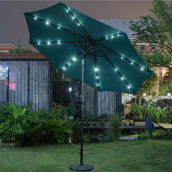 9 ft 8 rib patio umbrella string lights battery Cordless LED Market Table Umbrella Lights with Remote Control Operated Waterproof Parasol Lights, Fits 6-9 Feet Diameter Outdoor Umbrella Dcor (Warm White) 10 ft Number of LED Bead DIY Outdoor Umbrella Lights Solar