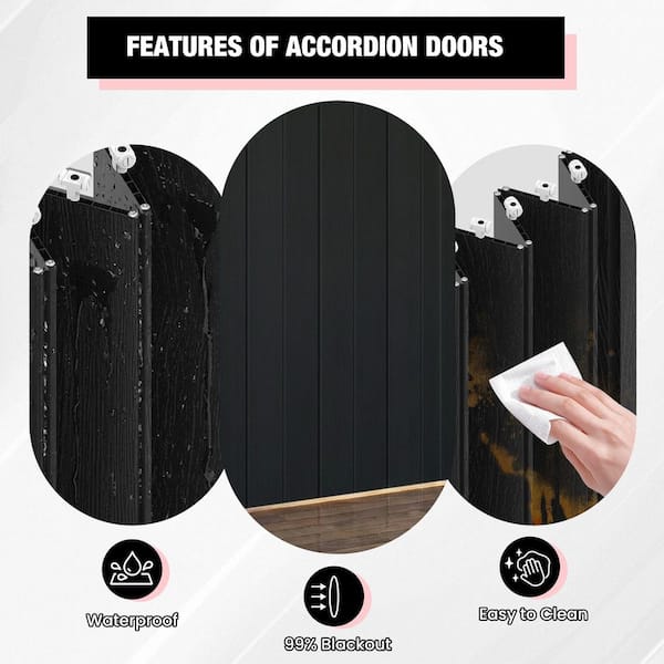 GOLDENPOLEY Blackout 72 in. x 80 in. Black Finished PVC Interior