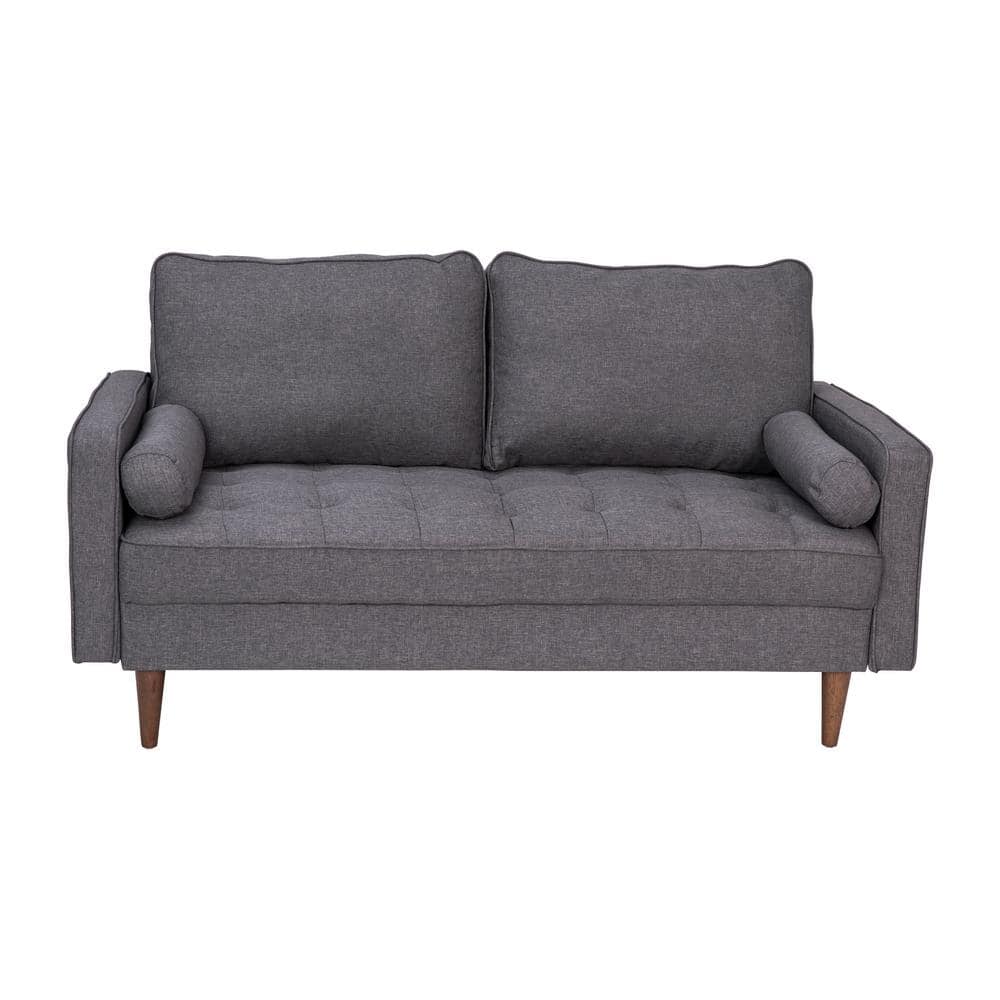 62 in. Dark Gray Fabric Seat Loveseat