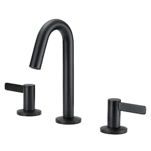 Amalfi 8 in. Widespread Double Handle Bathroom Faucet with 50/50 Touch Down Drain in Satin Black