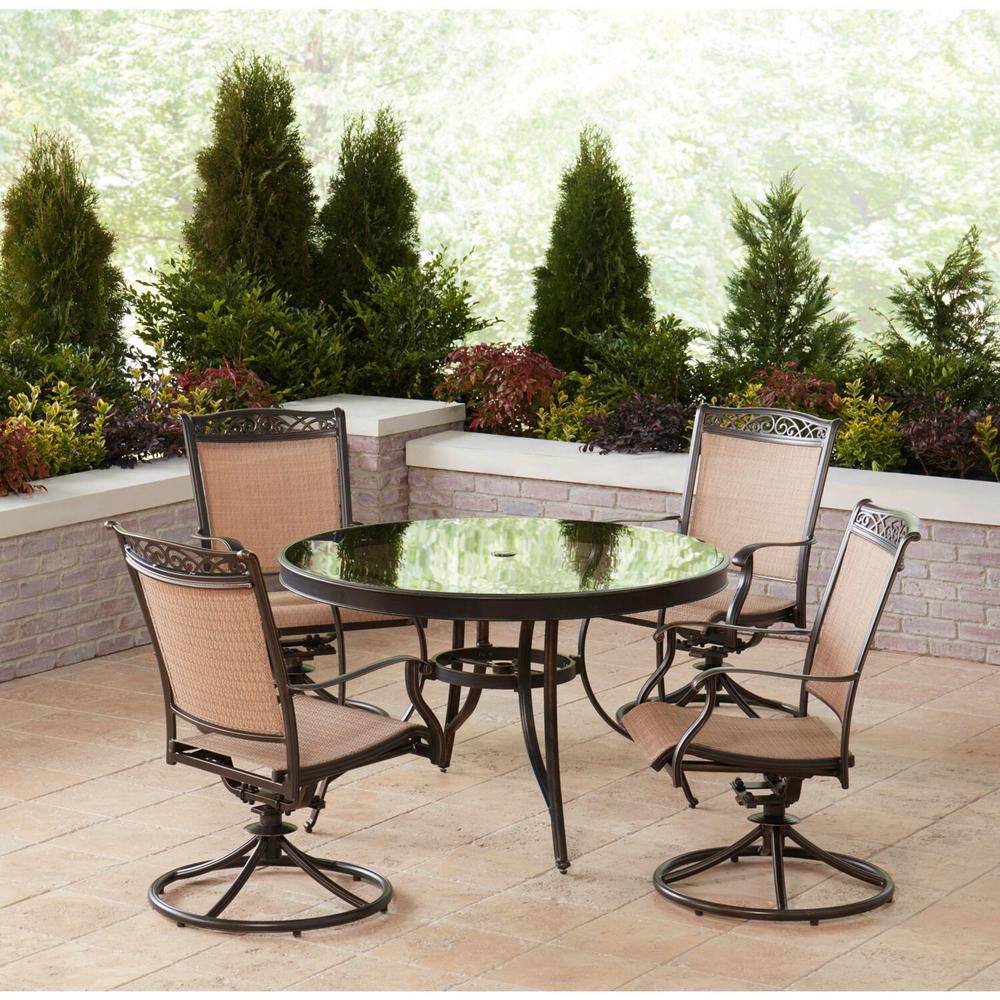 Fontana 5-Piece Tan and Glass Outdoor Dining Set