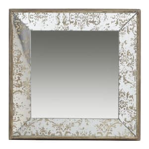 2 in. W x 15.2 in. H Silver Modern Square Silver Wood Frame Accent Wall Mirror with Raised Edges
