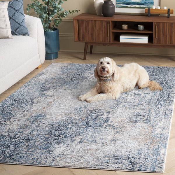 SAFAVIEH Parker 7 ft. x 7 ft. Blue/Taupe Distressed Abstract