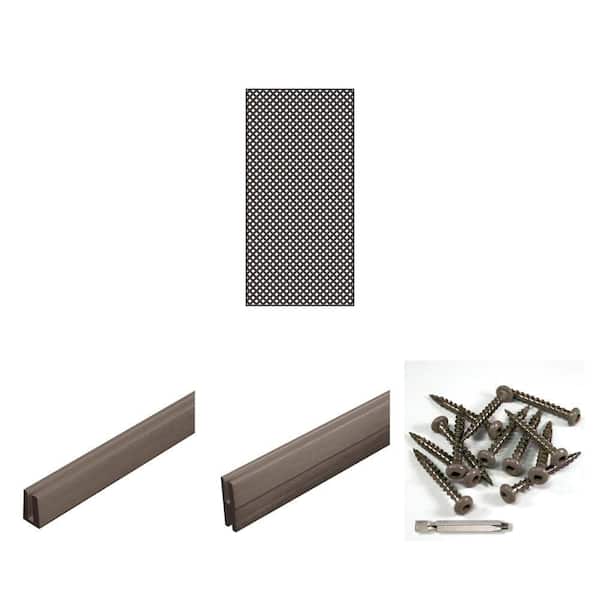 4 ft. x 8. ft Espresso Privacy Diamond Vinyl Lattice Panel with Color Matched Screws, Cap and Divider Molding