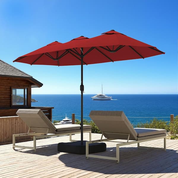 9 ft steel tilt patio umbrella in emerald coast 9 ft. x 9 ft. Market Patio Umbrella Emerald Coast in Tan OU3003-TA