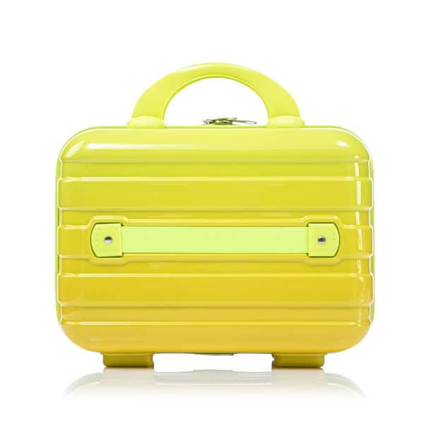 Vance 2-Piece PC Hardside Spinner Wheel Luggage Set with Cosmetic Case, Combination Lock, Gradient Green + Yellow