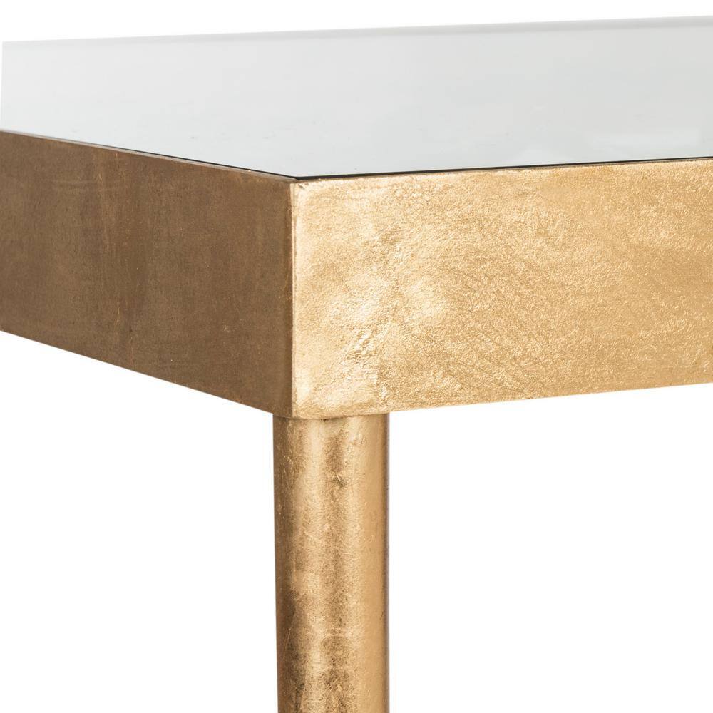 Ethereal Gold 47" Glass-Top Home Office Desk with Drawer