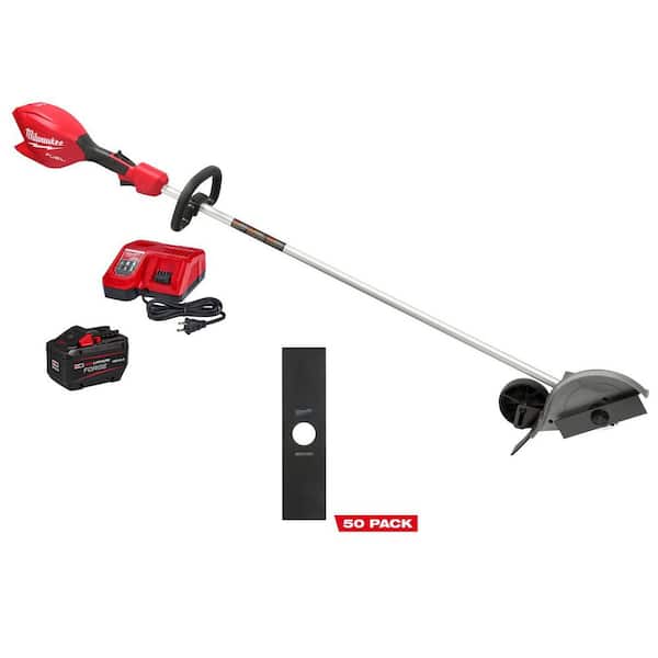 M18 FUEL 8 in. Straight Shaft Lawn Edger Kit w/ 12.0 Ah FORGE Battery, Charger, 8 in. Replacement Edger Blade (50-Pack)