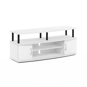 JAYA White TV Stand Entertainment Center Fits TVs Up to 50 in. with Cable Management