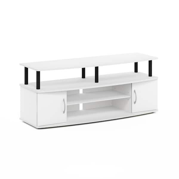 Furinno JAYA White TV Stand Entertainment Center Fits TVs Up to 50 in. with Cable Management