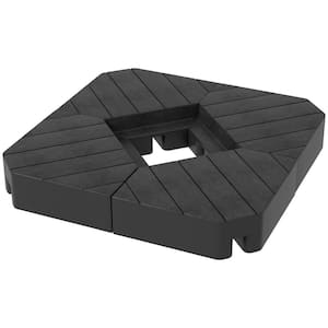 4 Piece Patio Umbrella Base in Black, Outdoor Offset Umbrella Weight Set