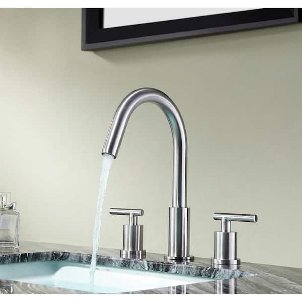 Roman 8 in. Widespread 2-Handle Bathroom Faucet in Brushed Nickel