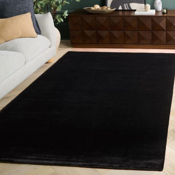 Mirage 4 ft. x 6 ft. Black Contemporary Solid Color Area Rug