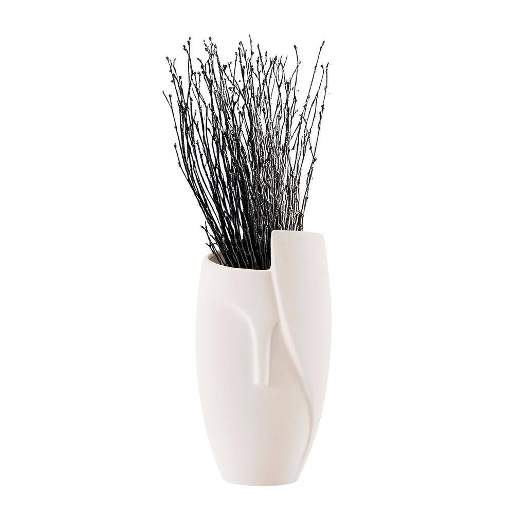 Cream Abstract Face Matte Ceramic Sculptural Planter Vase
