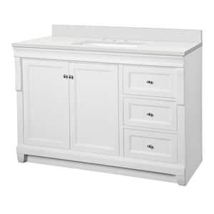 Naples 49 in. W x 22 in. D Bath Vanity Cabinet in White with Engineered Marble Vanity Top in Snowstorm with White Basin