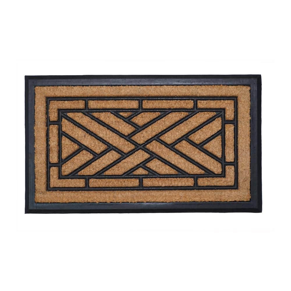 Geometric Natural Coir and Rubber Outdoor Doormat 18" x 30"