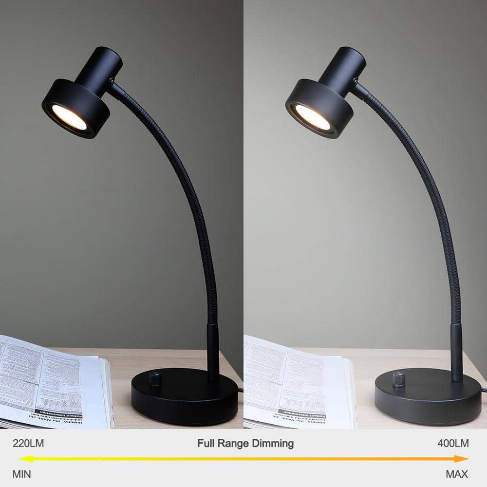 Black Adjustable Metal Gooseneck LED Desk Lamp with USB Port