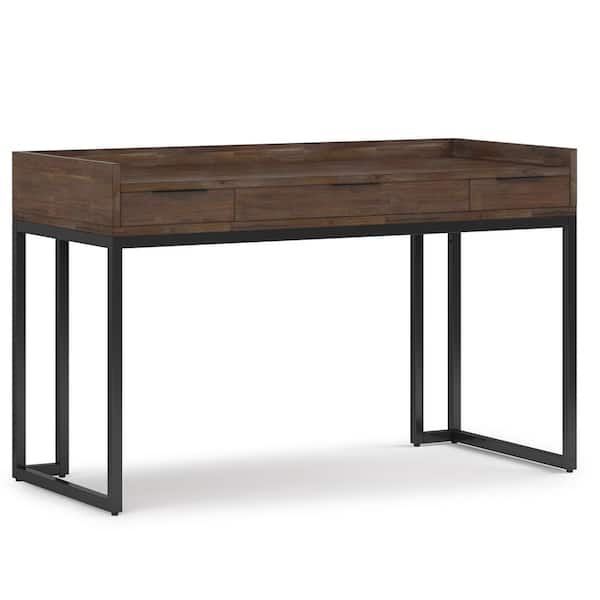 Simpli Home Milverton Solid ACACIA Wood Modern Industrial 54 in. Wide Desk in Rustic Natural Aged Brown