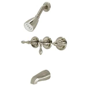American Triple Handle 1-Spray Tub and Shower Faucet 2 GPM in. Brushed Nickel (Valve Included)