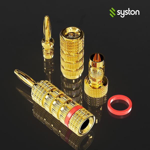 Banana Plugs, 4 mm 24K Gold Plated Pure Copper, Closed Screw Type for Speaker Wire, Amplifiers & Sound Systems (12-Pack)