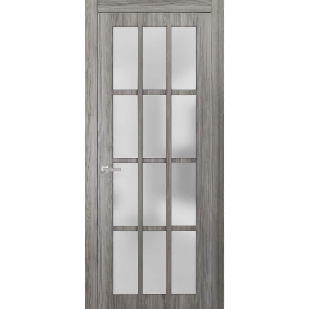 18 in. x 80 Universal/Reversible Frosted Glass Gray Finished Solid Wood Assembly Required Double Prehung French Door price history on PriceWatchPro