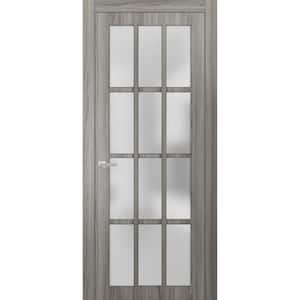 3312 18 in. x 80 in. Universal Handling Frosted Glass Solid Core Gray Finished Pine Wood Single Prehung Interior Door