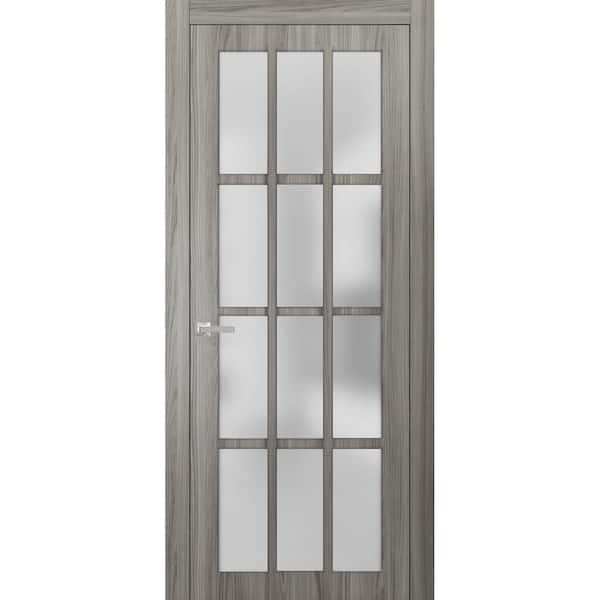 Sartodoors 3312 42 in. x 80 in. Universal Handling Frosted Glass Solid Core Gray Finished Pine Wood Single Prehung Interior Door