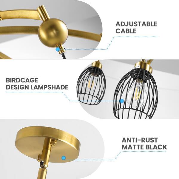 Magic Home Retro 7-light Vintage Wrought Iron Gold Creative