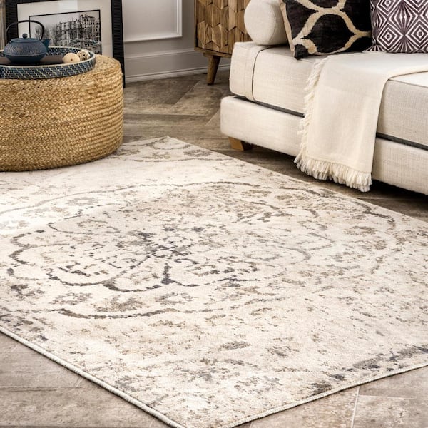 Minette Distressed Vintage Medallion Multi 5 ft. x 8 ft. Area Rug