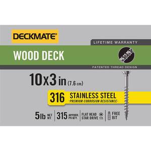 Marine Grade Stainless Steel #10 X 3 in. Wood Deck Screw 5lb (Approximately 315 Pieces)
