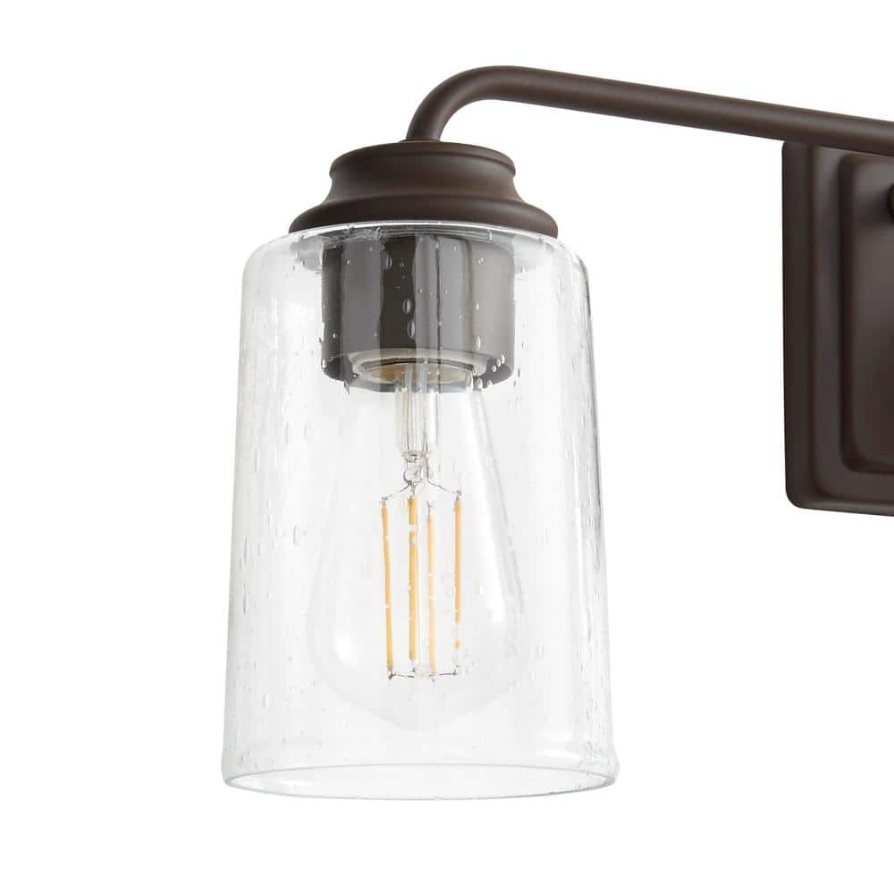 Evangeline 23" Modern Bronze 3-Light Bathroom Vanity Fixture with Clear Glass Shades