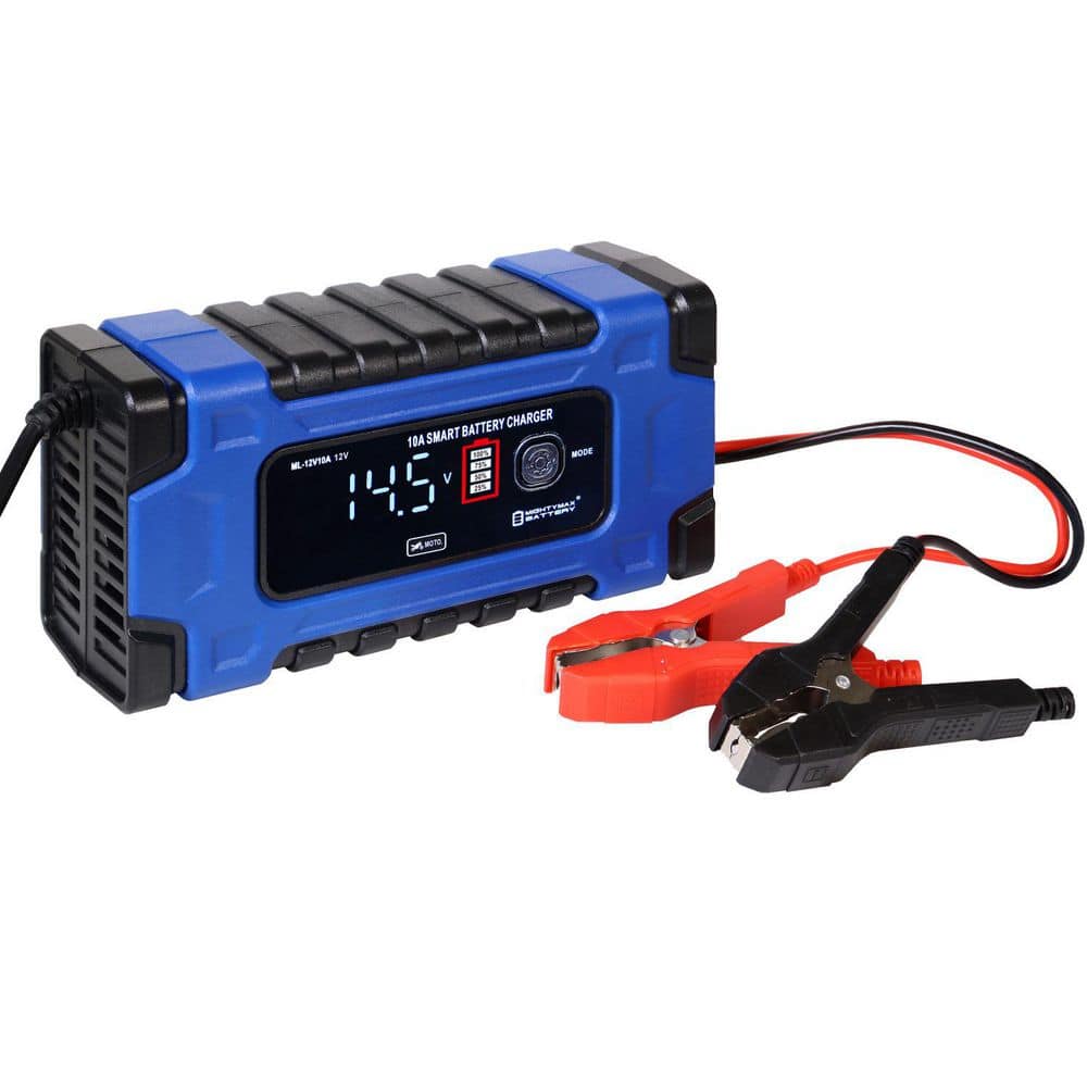 Mighty Max Batteries 12V/24V 10Amp Smart Automatic Charger and Maintainer with Restoration Repair, Desulfator, and Winter Mode