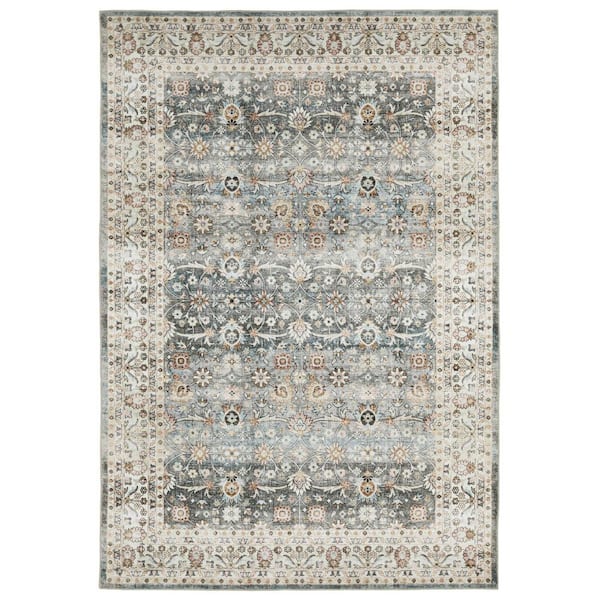 4' X 6' Gray And Ivory Oriental Distressed Area Rug