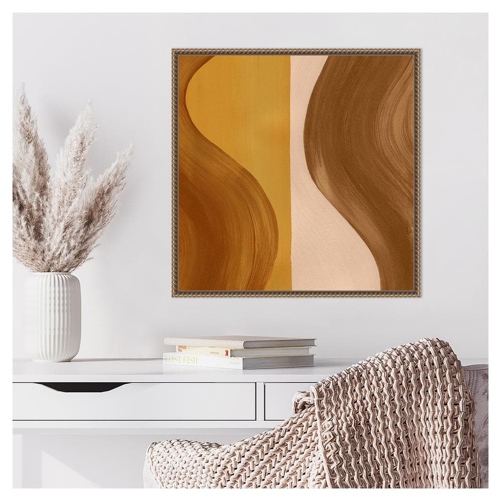 Grace Popp Wavy Clay II Bronze Framed Abstract Canvas Art 22" x 22"