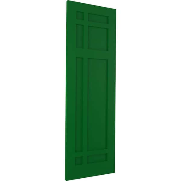 Ekena Millwork 15 inchw x 57 inchh True Fit PVC Two Panel Chevron Modern Style Fixed Mount Shutters, Moss Green (Per Pair - Hardware Not Included)