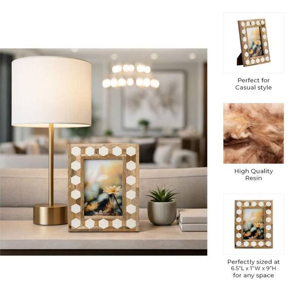 Liv & Skye 4 in. x 6 in. White Wooden Hexagon Picture Frame with