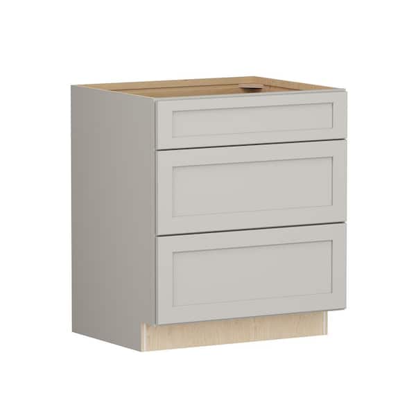 SIMPLY WOODMARK PRO Shaker Full Overlay 30 in. W x 24 in. D x 34.5 in. H Plywood Assembled Drawer Base Kitchen Cabinet in Stone Gray