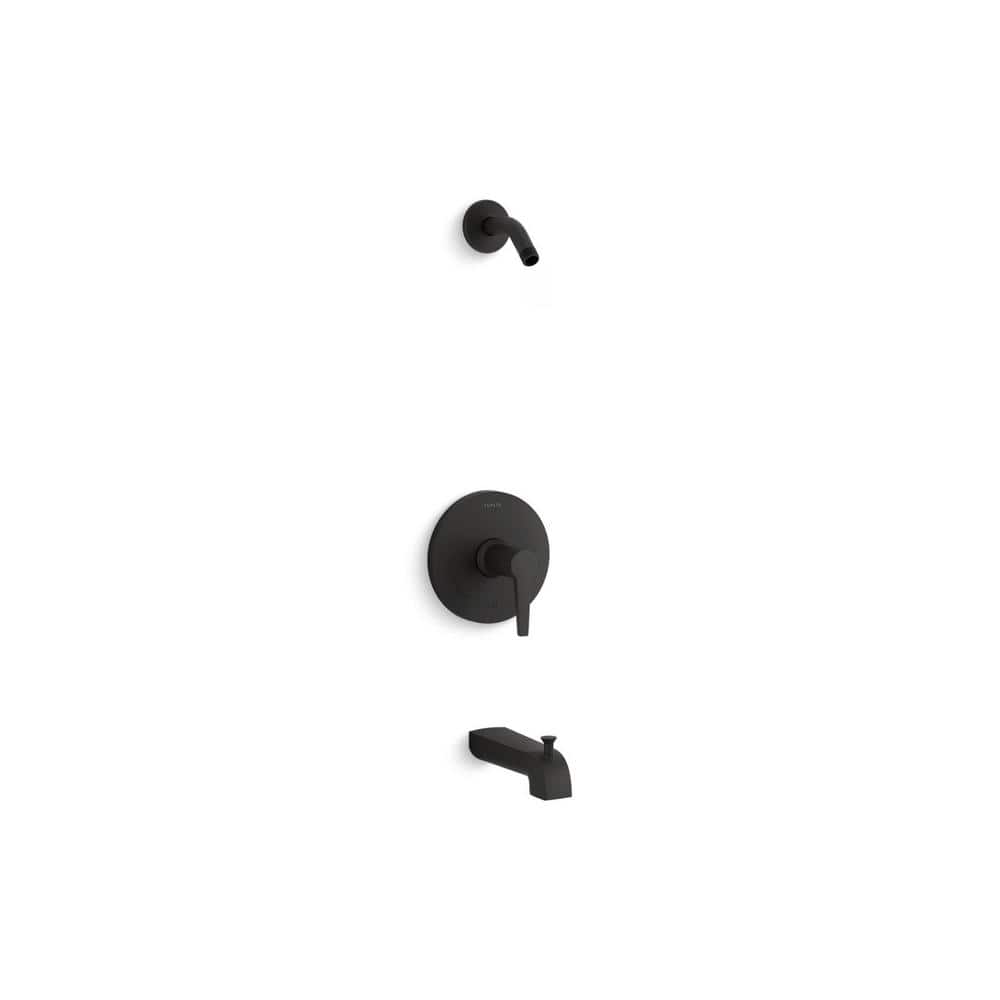 Matte Black Wall Mounted Tub and Shower Faucet Set