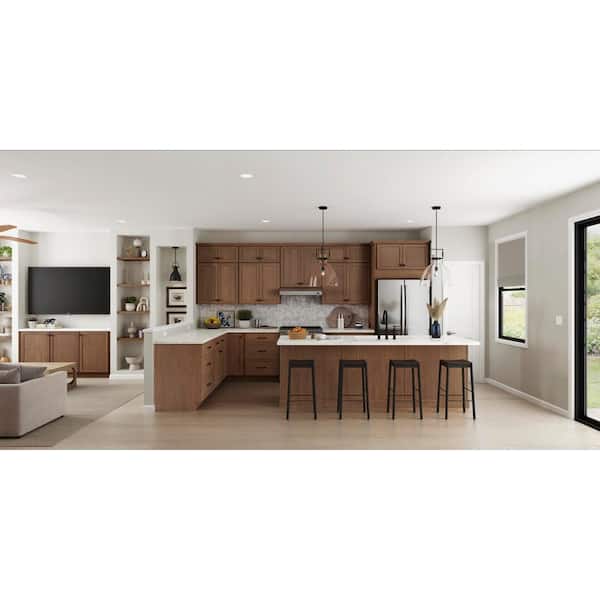 Sinclair 24 in. W x 24 in. D x 34.5 in. H Assembled Base Kitchen Cabinet in Shaker Saddle Oak