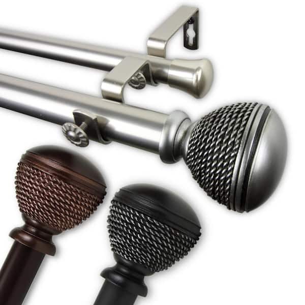 Rod Desyne Woven 1 in. Double Curtain Rod 66 in. - 120 in. in Bronze