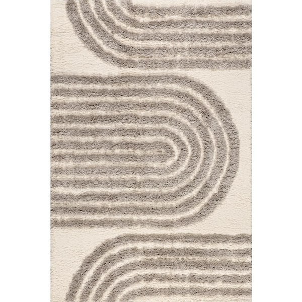 Charlee Textured Arcs Beige 9 ft. x 12 ft. Indoor Area Rug