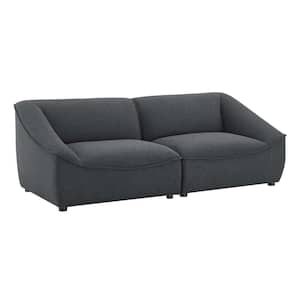 Comprise 2-Piece 75 in. Charcoal Fabric 2 seat Straight Symmetrical Loveseats