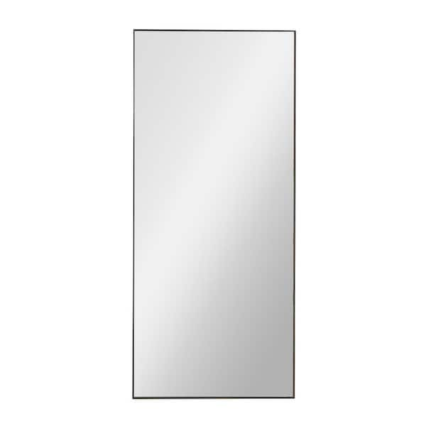 31.4 in. W x 71 in. H Rectangular Solid Wood Frame Full Body Gray ...