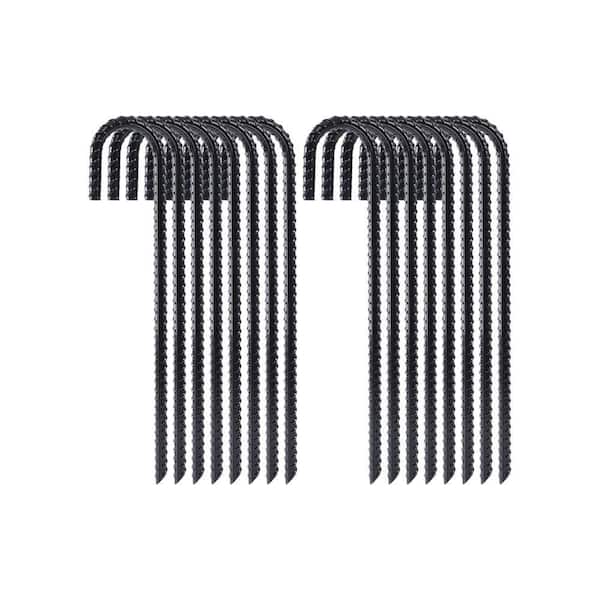 Justincity Black 12 in. Stakes Heavy Duty J Hook for Tent, Chain Link Fence, Trampoline